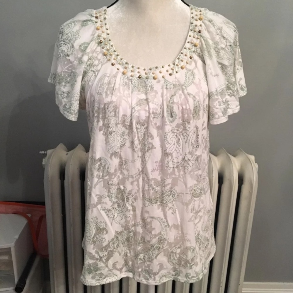 Mint Paisley light weight Tshirt large
